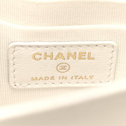 Chanel Shiny Crumpled Calfskin Quilted Clutch Bag White 6 of 10