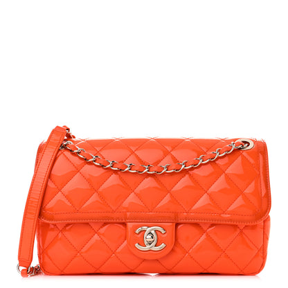 Chanel Patent Quilted Coco Shine Flap Orange 1 of 10