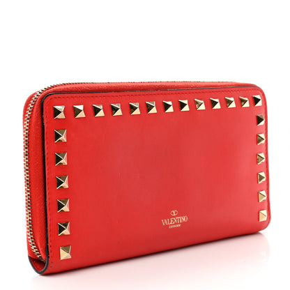 Valentino Garavani Nappa Rockstud Zip Around Wallet Deep Orange 3 of 9