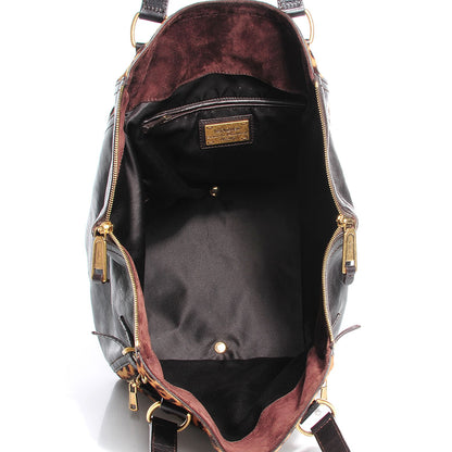 Saint Laurent Calfskin Leopard Print Pony Hair Medium Downtown Tote Dark Brown 8 of 8