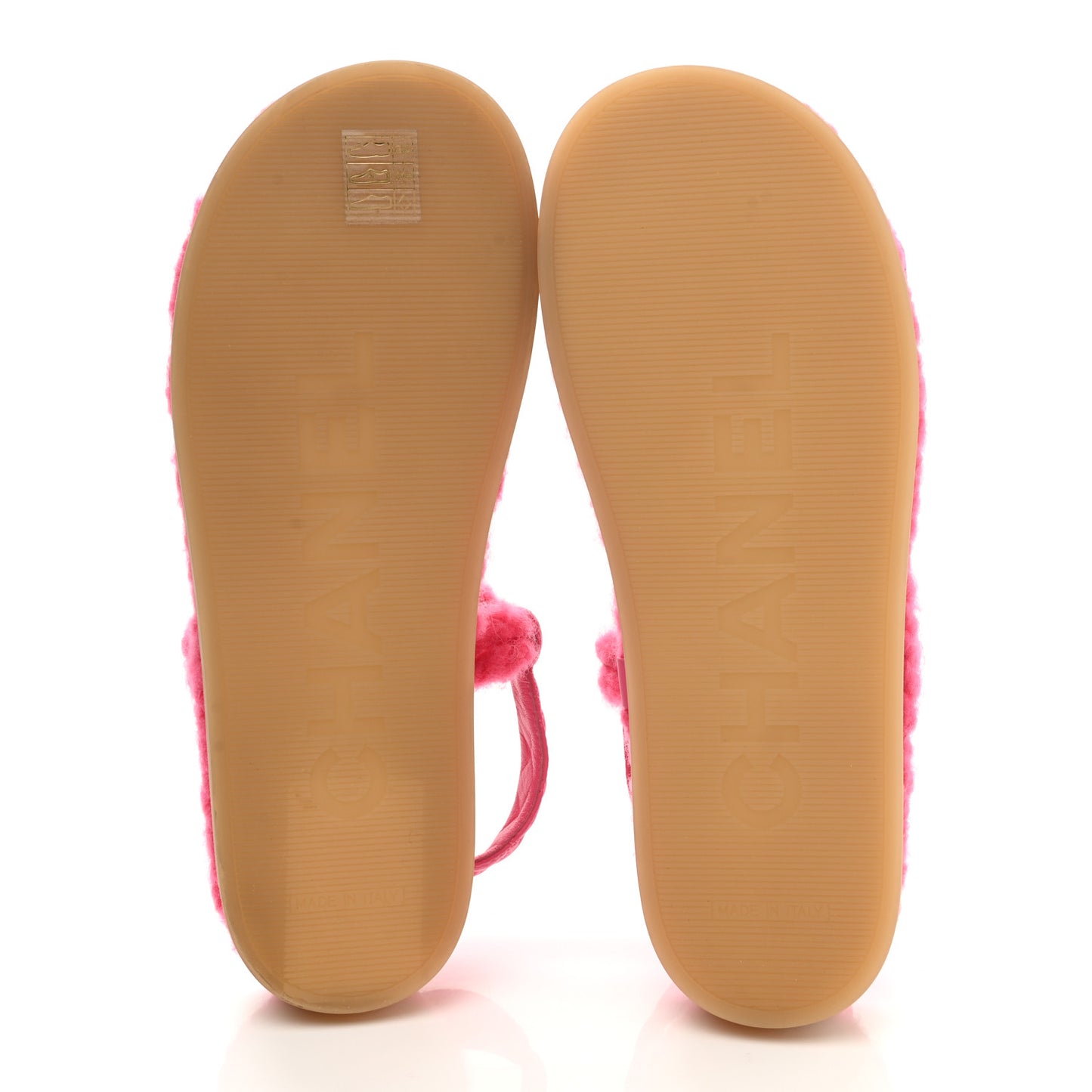 Cord Lambskin Quilted Logo Sandals 38 Pink