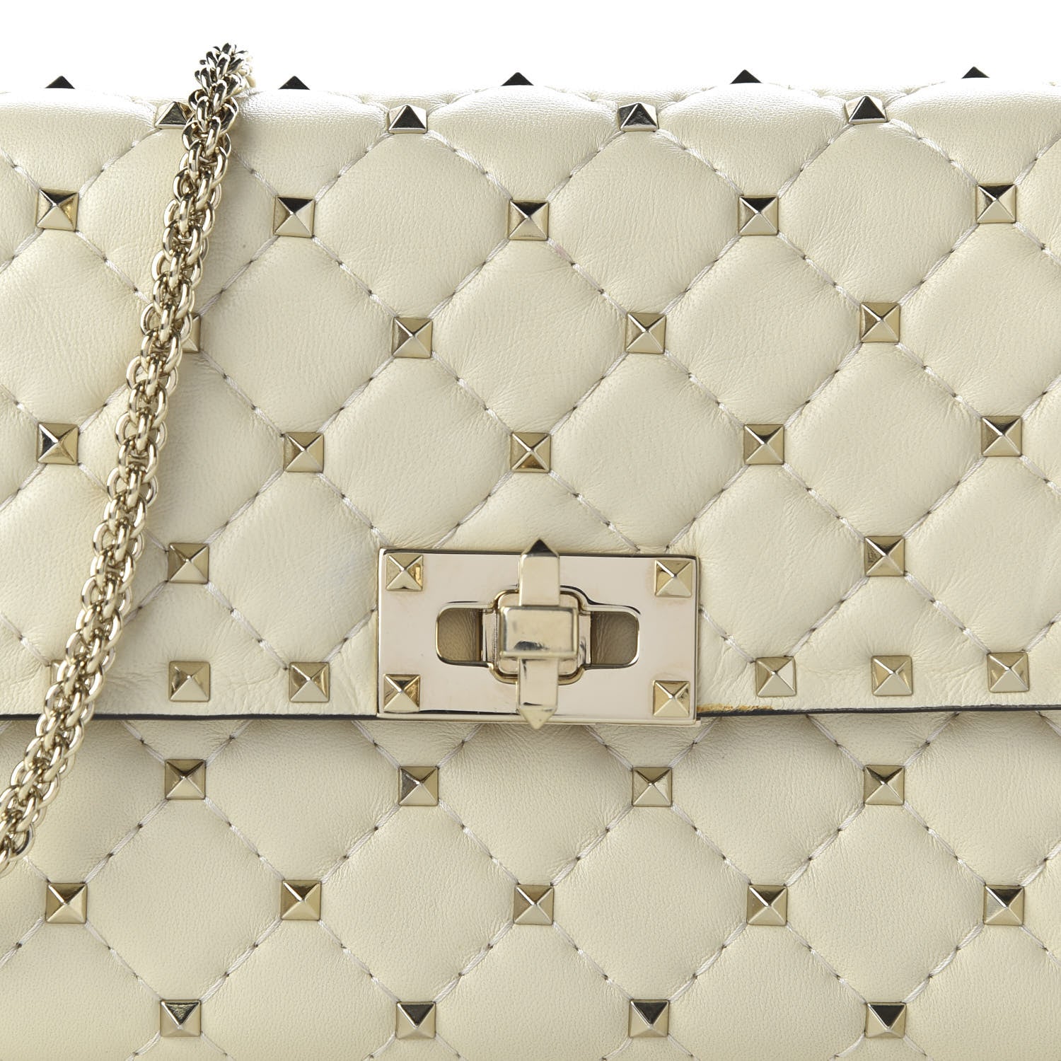Valentino Garavani Nappa Rockstud Spike Wallet on Chain Light Ivory 9 of 10