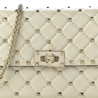 Valentino Garavani Nappa Rockstud Spike Wallet on Chain Light Ivory 9 of 10