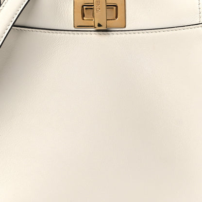 Fendi Vitello Seta Fabric Jacquard FF 1974 Mini Peekaboo Iconic Satchel White 8 of 12