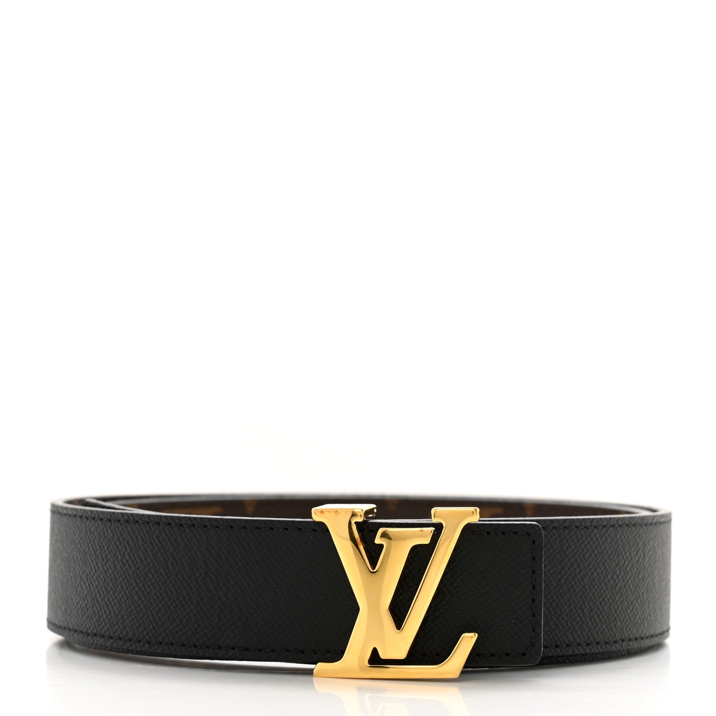 Calfskin Monogram 30mm LV Initiales Reversible Belt 85 34 Black