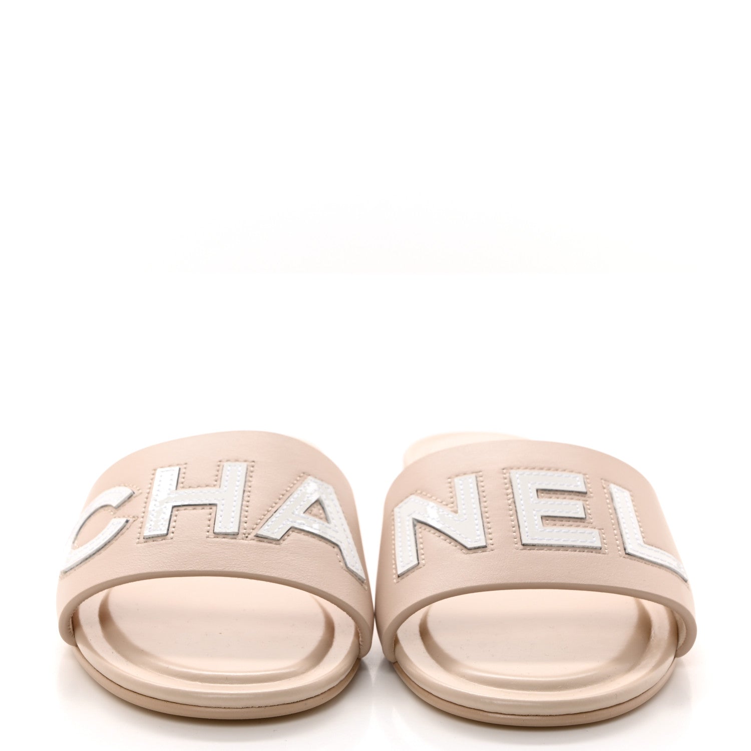 Chanel Calfskin Patent Calfskin Logo Mules 36 Ivory White 2 of 9