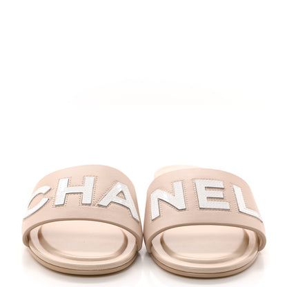 Chanel Calfskin Patent Calfskin Logo Mules 36 Ivory White 2 of 9