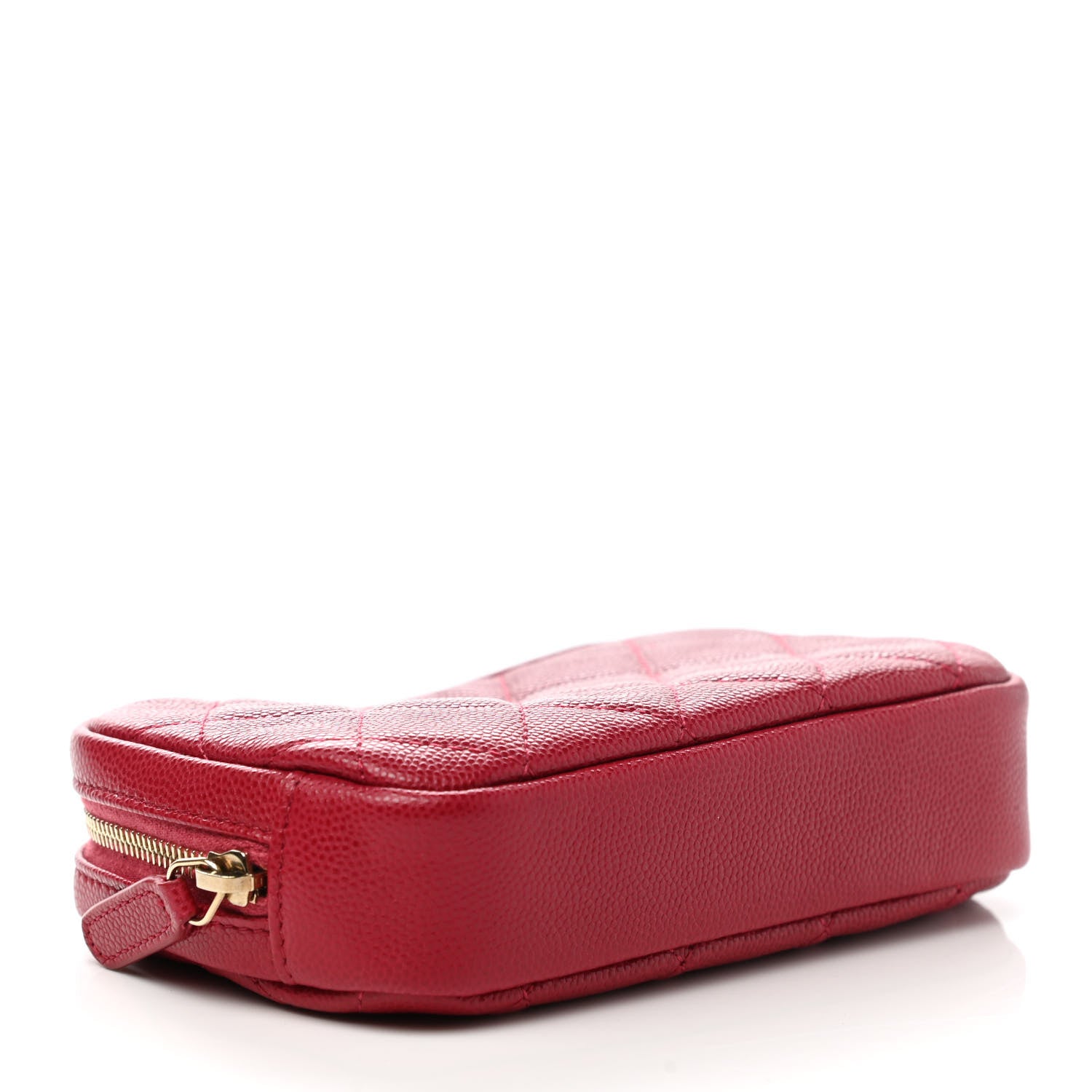 Chanel Caviar Quilted Small Curvy Pouch Cosmetic Case Dark Pink 4 of 7