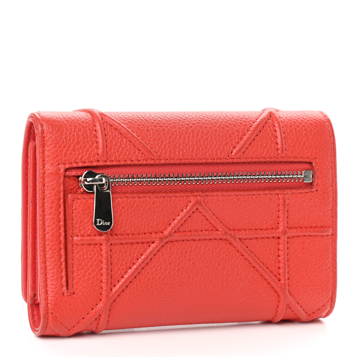 Grained Calfskin Cannage Diorama Elancee Wallet Inferno Red