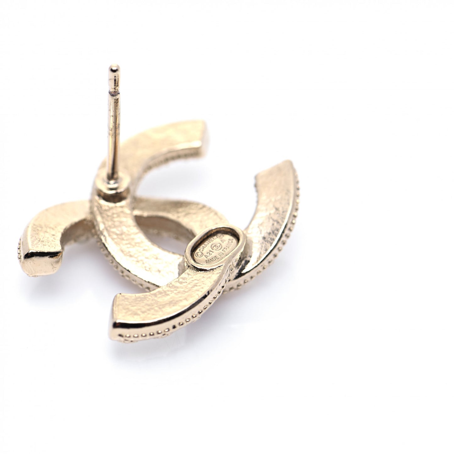 Crystal Pearl CC Earrings Gold