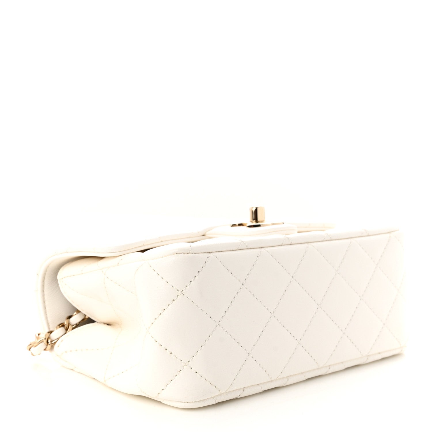 Chanel Lambskin Quilted Mini Crystal Top Handle Rectangular Flap White 4 of 10