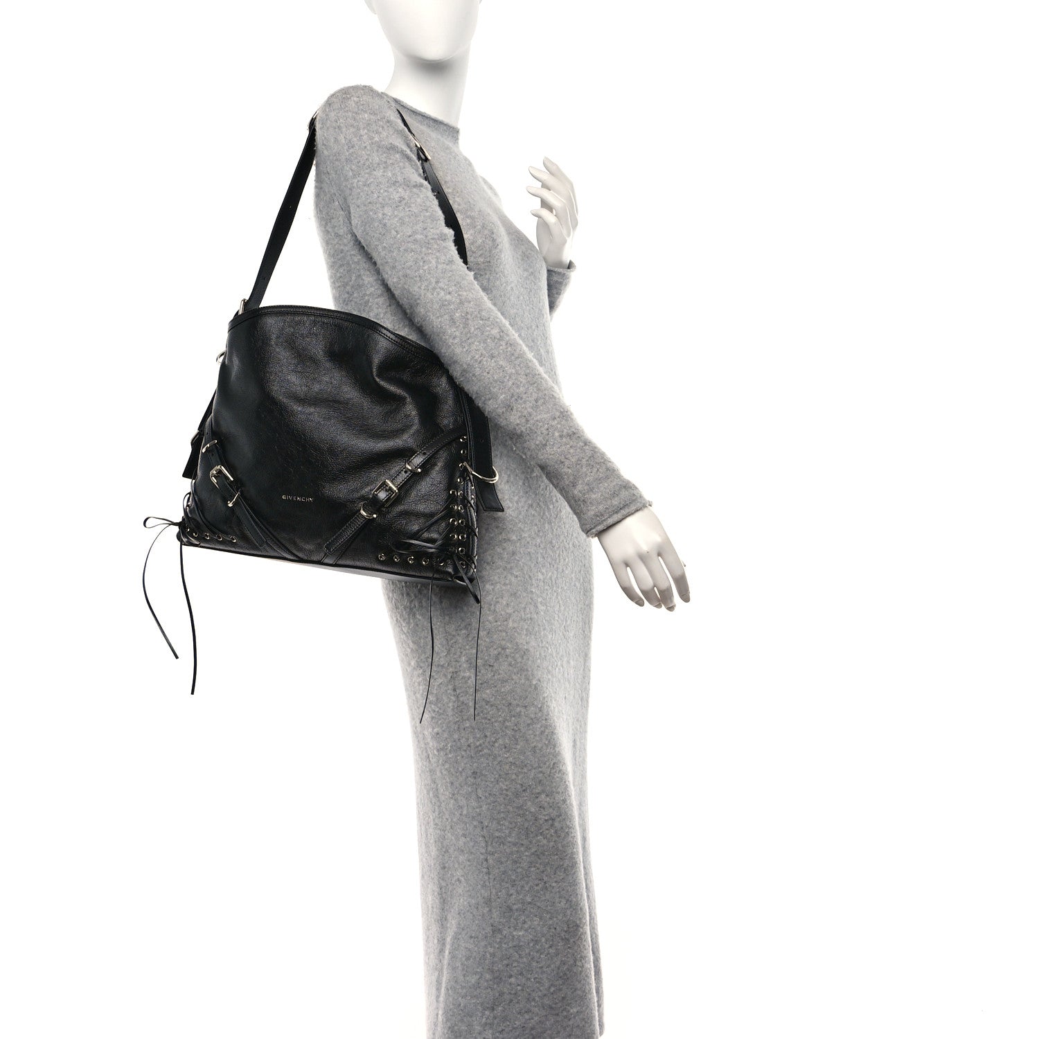 Givenchy Tumbled Calfskin Corset Medium Voyou Bag Black 2 of 10