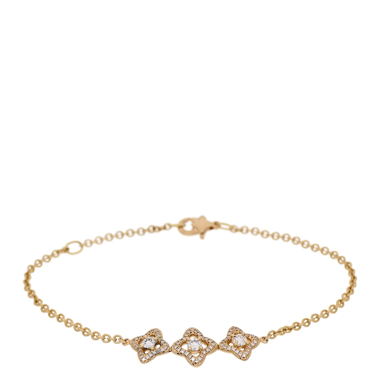 18K Yellow Gold Diamond Venetian Quatrefoil Bracelet