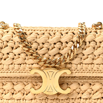 Celine Raffia Effect Claude Chain Shoulder Bag Natural 7 of 10
