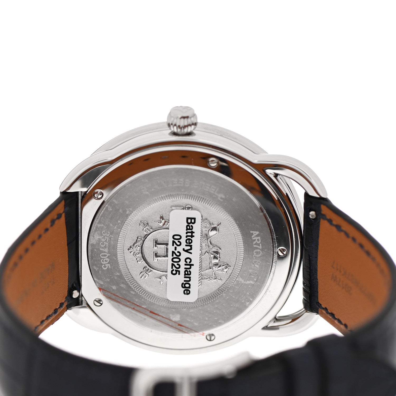 Hermes Stainless Steel Alligator 40mm Arceau Quartz Watch Bleu Abysse 4 of 5