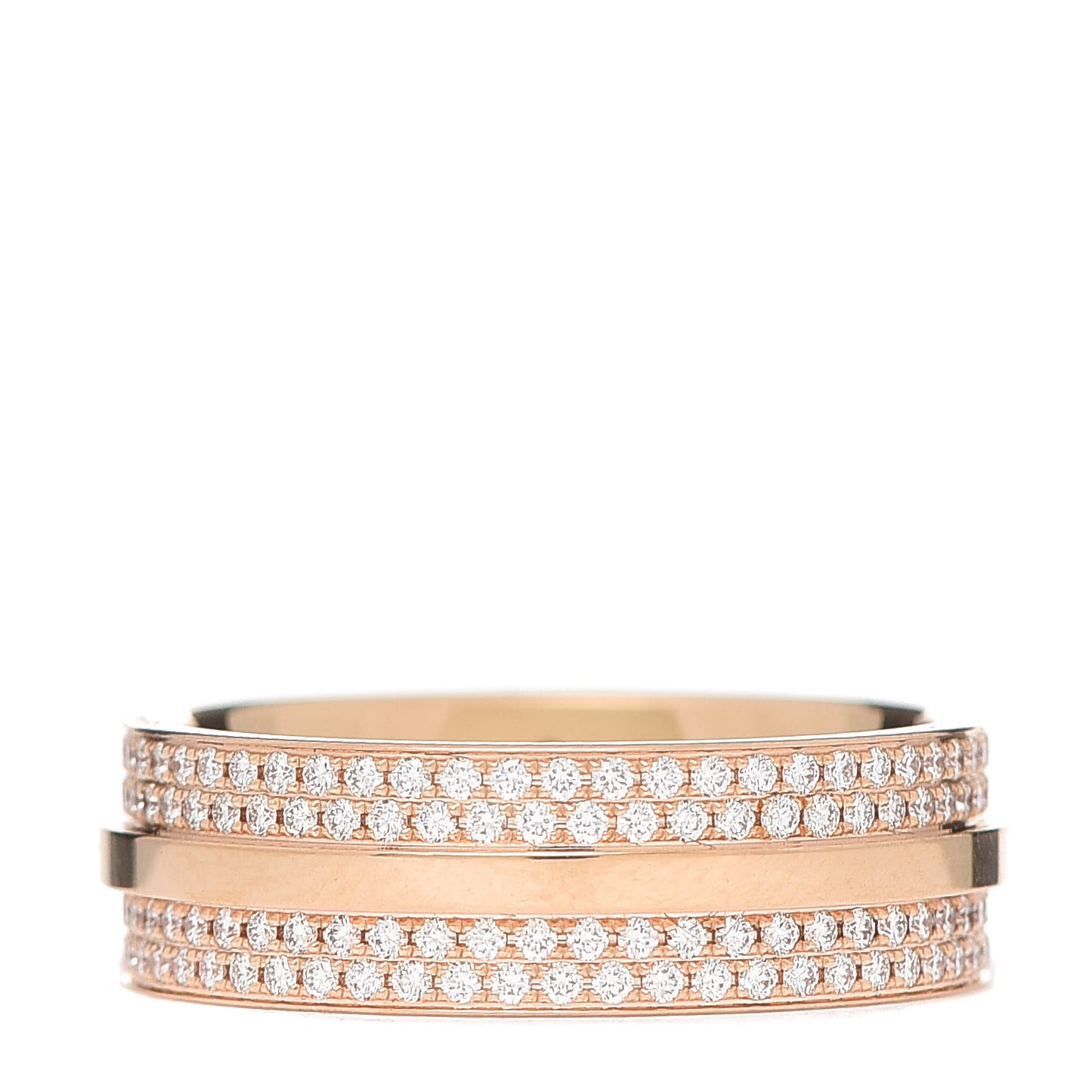 18K Rose Gold Diamond T Two Band Ring 50 5.5