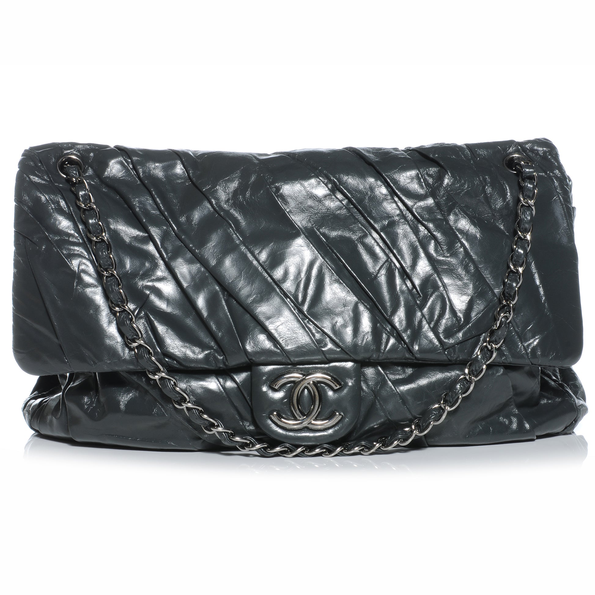 Chanel Glazed Calfskin Twisted Maxi Flap Grey 1 of 7