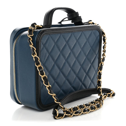Chanel Caviar Quilted Medium CC Filigree Vanity Case Navy Black 3 of 11