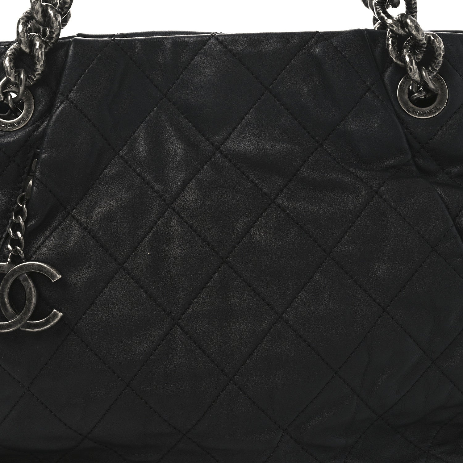 Chanel Calfskin Quilted Large Coco Pleats Tote Black 8 of 10