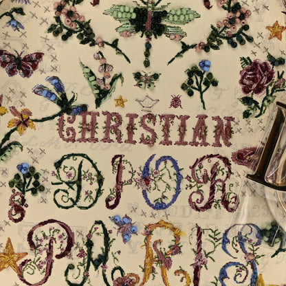 Christian Dior Calfskin Beaded Embroidered Paris 1947 Mini Lady Dior Latte Multicolor 7 of 9