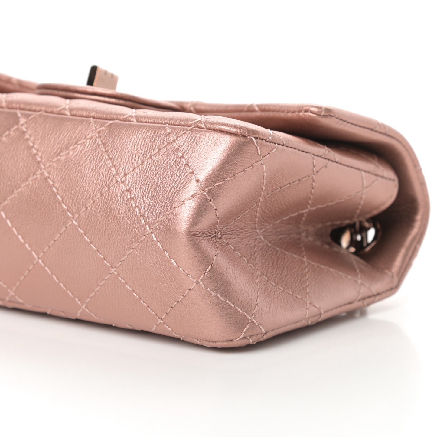 Metallic Grained Calfskin Quilted 2.55 Reissue Mini Flap Copper Pink