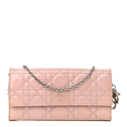 Christian Dior Patent Cannage Rendezvous Chain Wallet Pale Pink 1 of 13