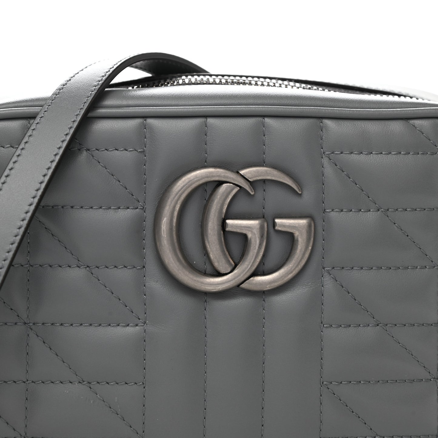 Calfskin Matelasse Aria Small GG Marmont Chain Shoulder Bag Deep Grey