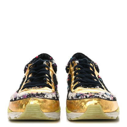 Chanel Tweed Lambskin Runway Sneakers 39.5 Black Multicolor 4 of 9