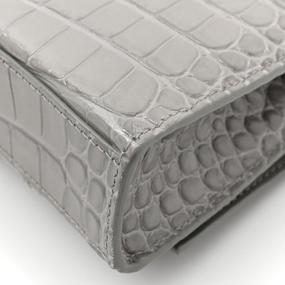Balenciaga Shiny Calfskin Crocodile Embossed Hourglass Chain Bag Steel Grey 15 of 15