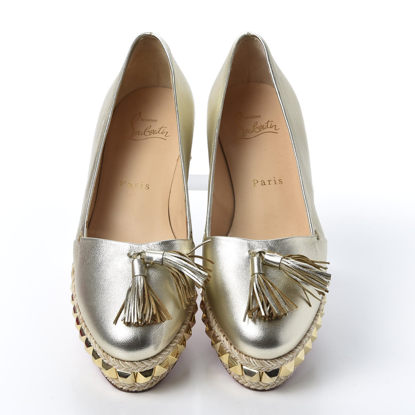 Metallic Nappa CA 70 Wedge Espadrilles 36 Platine