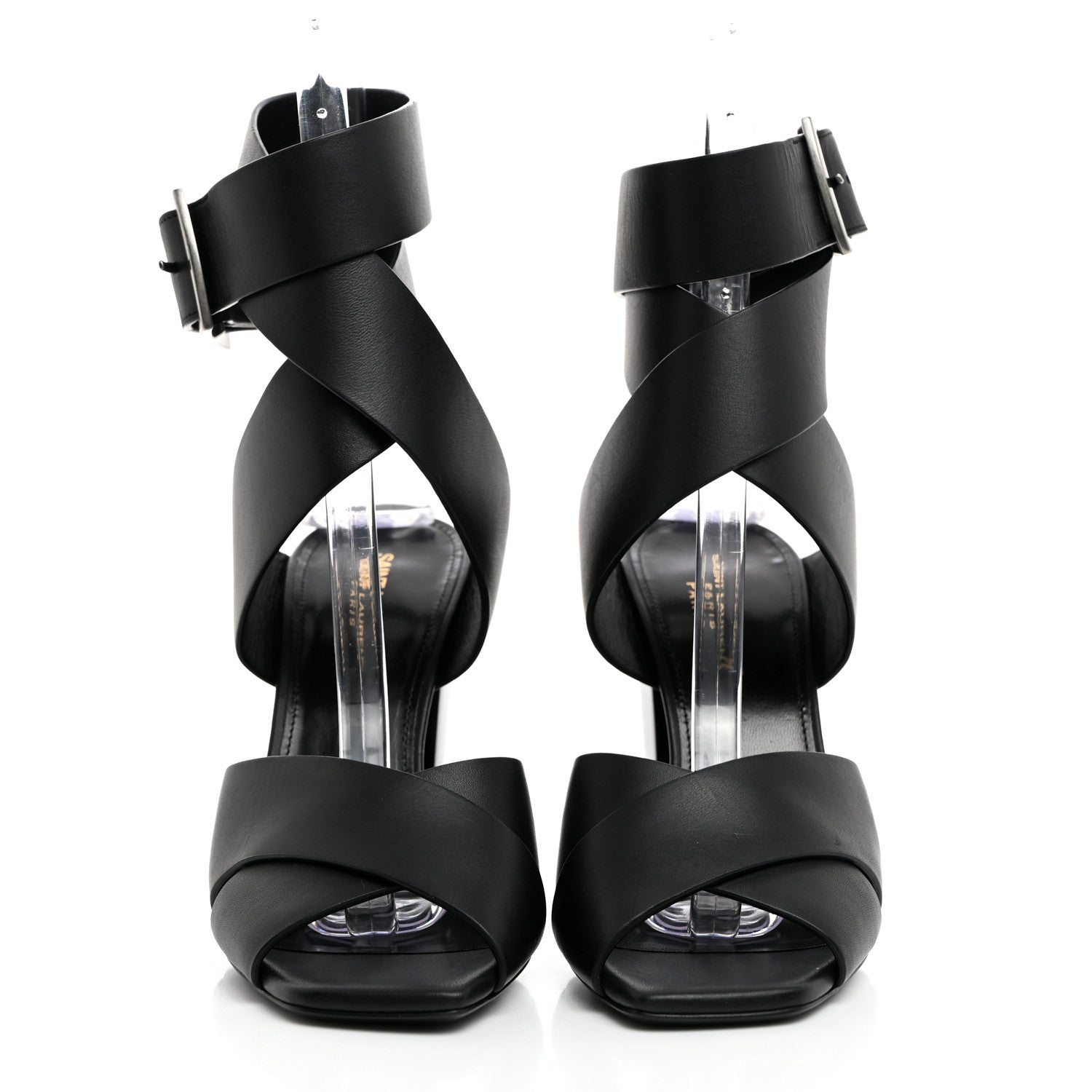Saint Laurent Calfskin Oak 100 Mule Sandals 37 Black 2 of 9