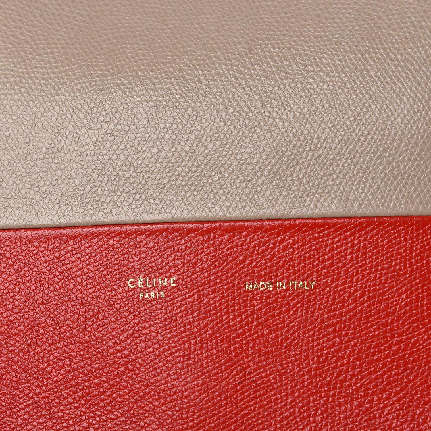 Celine Grained Calfskin Small Vertical Bi-Cabas Beige Red 8 of 17
