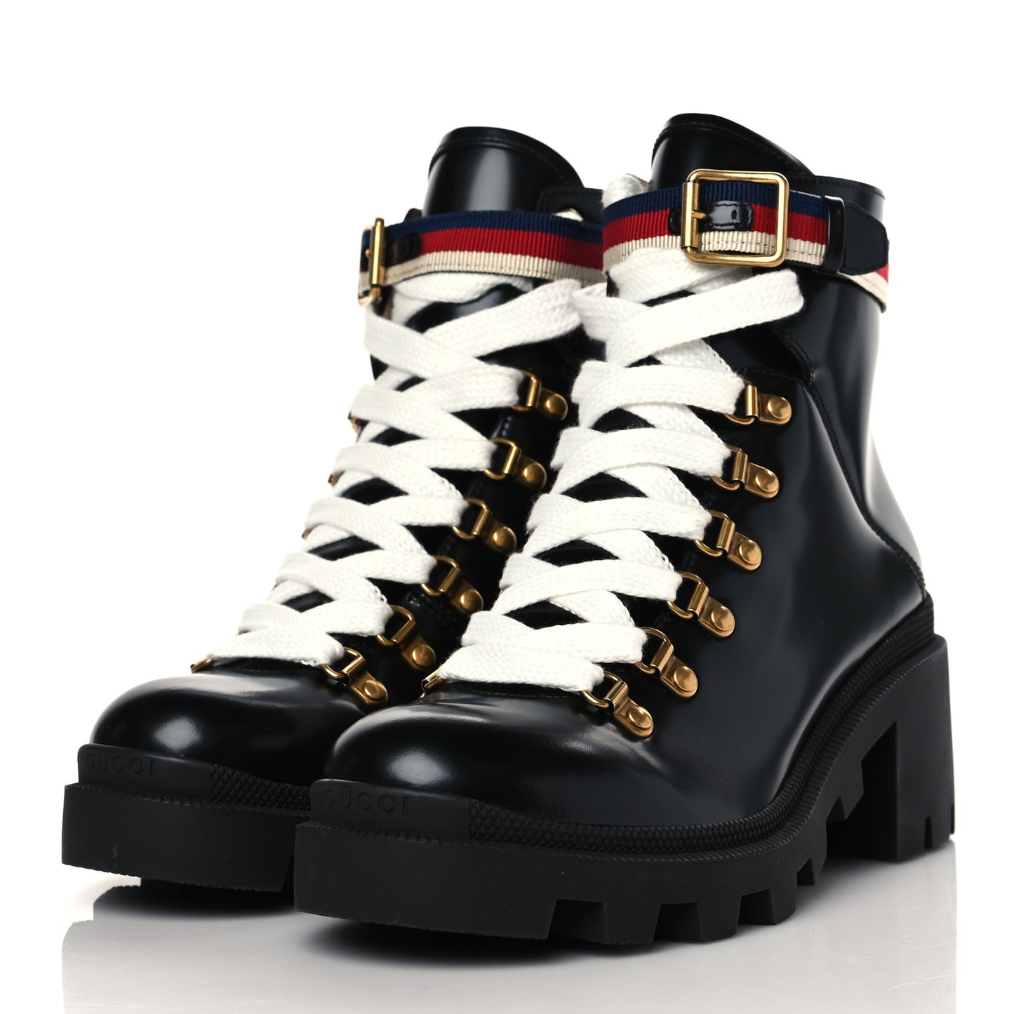 Calfskin Sylvie Web Womens Lace Up Combat Boots 38 Black