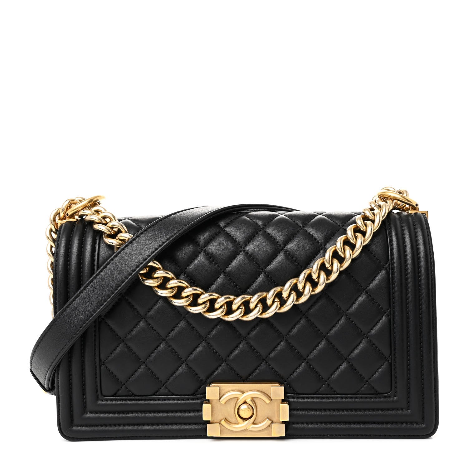 Chanel Lambskin Quilted Medium Boy Flap Black 1 of 10
