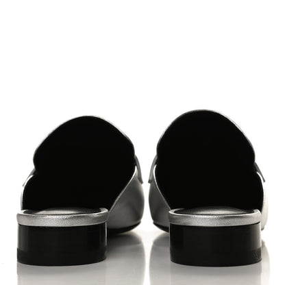 Hermes Metallic Nappa Trocadero Mule 38.5 Gris Argento 6 of 11
