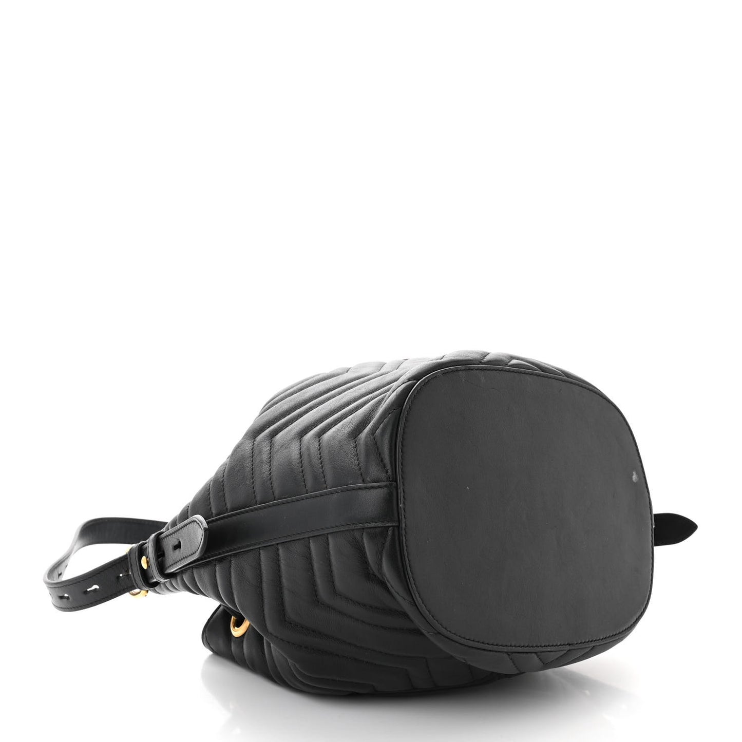 Calfskin Matelasse Sylvie Web GG Marmont Bucket Bag Black