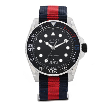 Gucci Stainless Steel Nylon 45mm Dive Quartz Watch Black 1 of 4