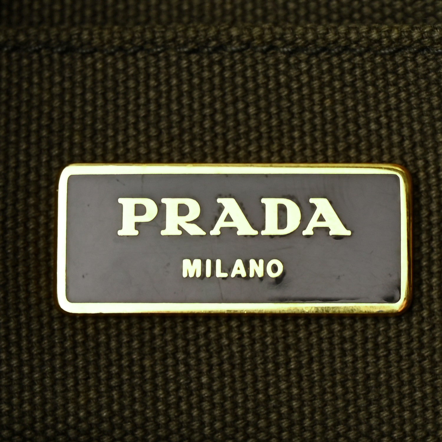 Prada Canvas Studded Crystal Canapa Tote Militare 6 of 10
