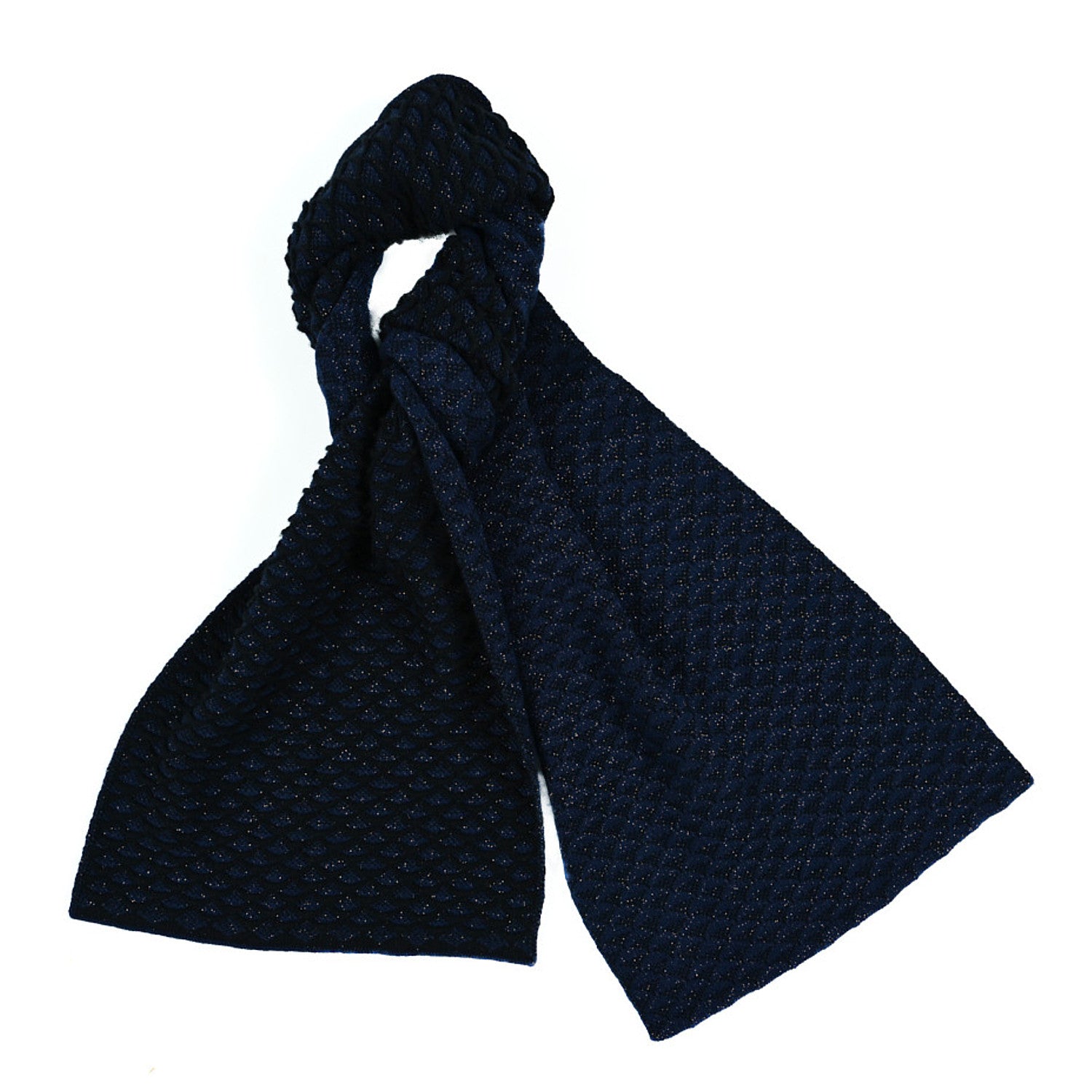 Chanel Cashmere Blend CC Scarf Black Navy 1 of 3