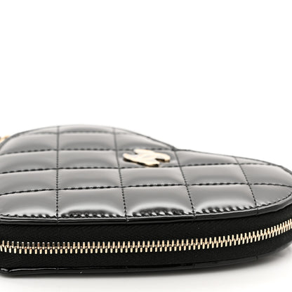Chanel Patent Calfskin Resin Quilted CC Heart Clutch With Chain Black 14 of 17