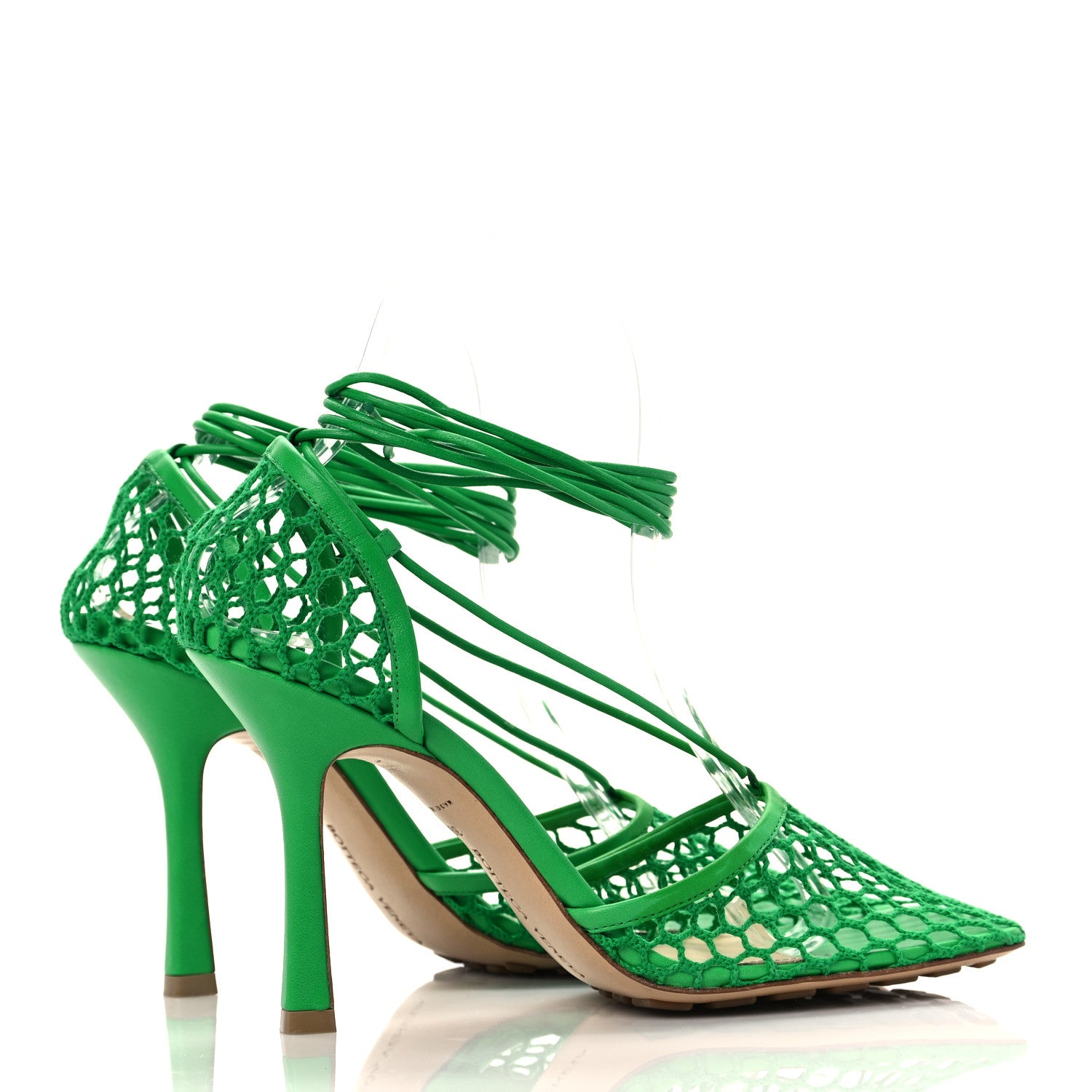 Bottega Veneta Mesh Nappa Stretch Ankle Tie 90mm Sandals 39 Grass 4 of 7