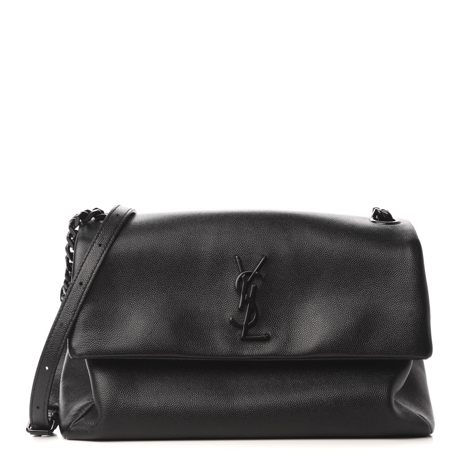 Saint Laurent Grain De Poudre Medium West Hollywood Monogram Fold-Over Black 1 of 9