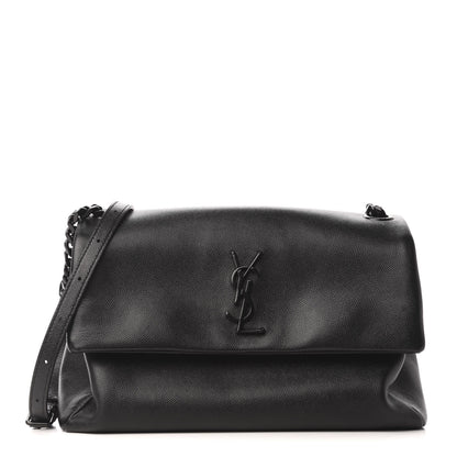 Saint Laurent Grain De Poudre Medium West Hollywood Monogram Fold-Over Black 1 of 9