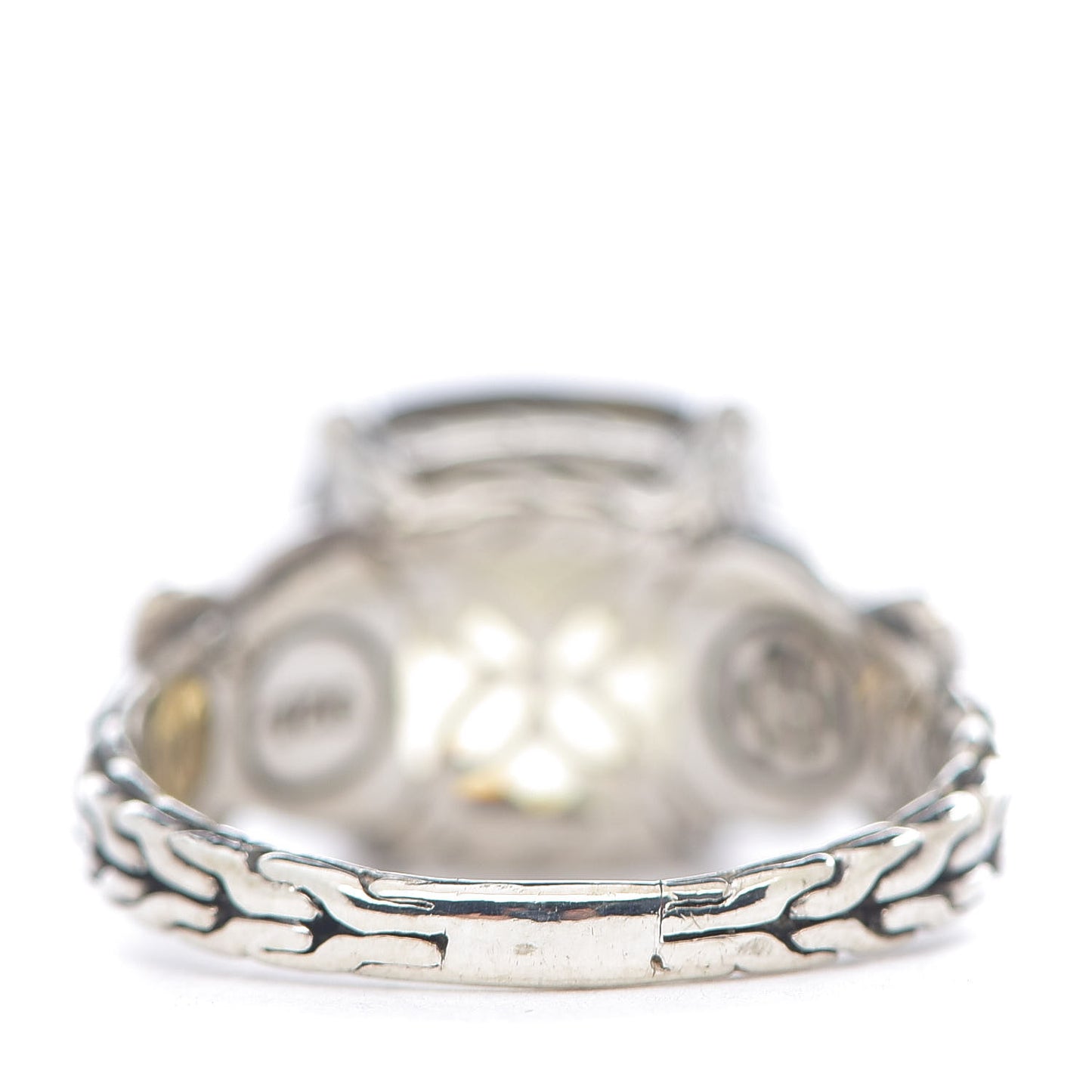 Sterling Silver 18K Yellow Gold Olive Quartz Batu Kawung Ring 54 7