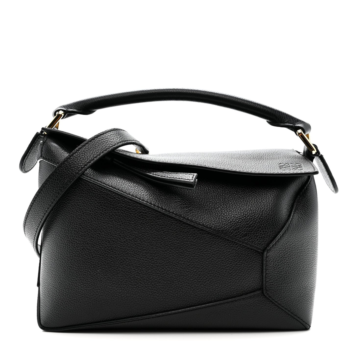 Calfskin Small Puzzle Edge Bag Black