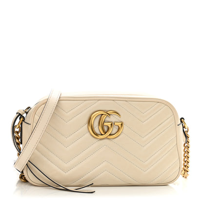 Gucci Calfskin Matelasse Small GG Marmont Chain Shoulder Bag White 1 of 13