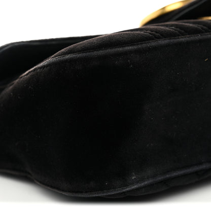 Gucci Velvet Matelasse Mini GG Marmont Shoulder Bag Black 9 of 12