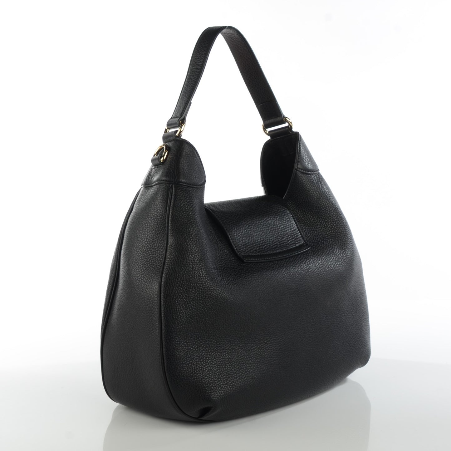 Pebbled Calfskin Medium Emily Hobo Black