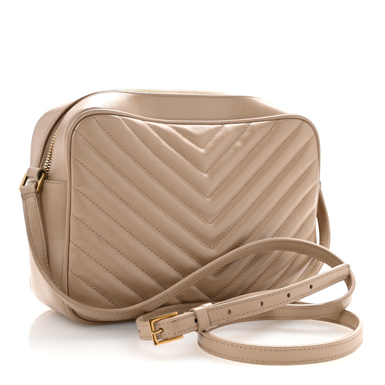 Saint Laurent Calfskin Matelasse Monogram Lou Camera Bag Dark Beige 3 of 15