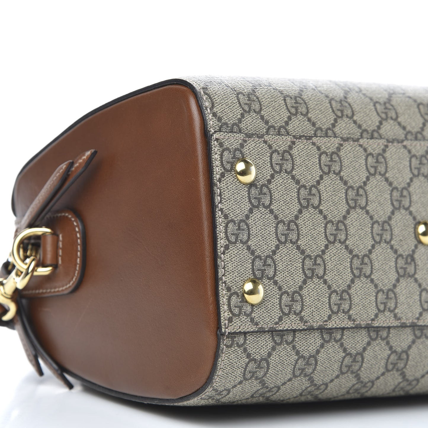 GG Supreme Monogram Cuoio Toscano Small Boston Beige Ebony Cuir